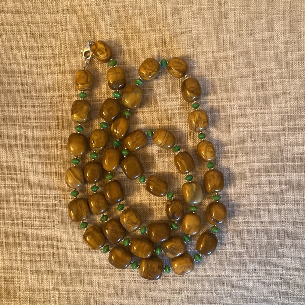 Tiger’s Eye and Jade Bead Necklace